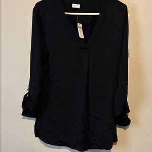 NWT Soma black v-.neck long sleeve Straight Tunic Top sz M